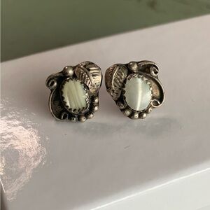 Elegant Silver Mother of Pearl Leaf Earrings